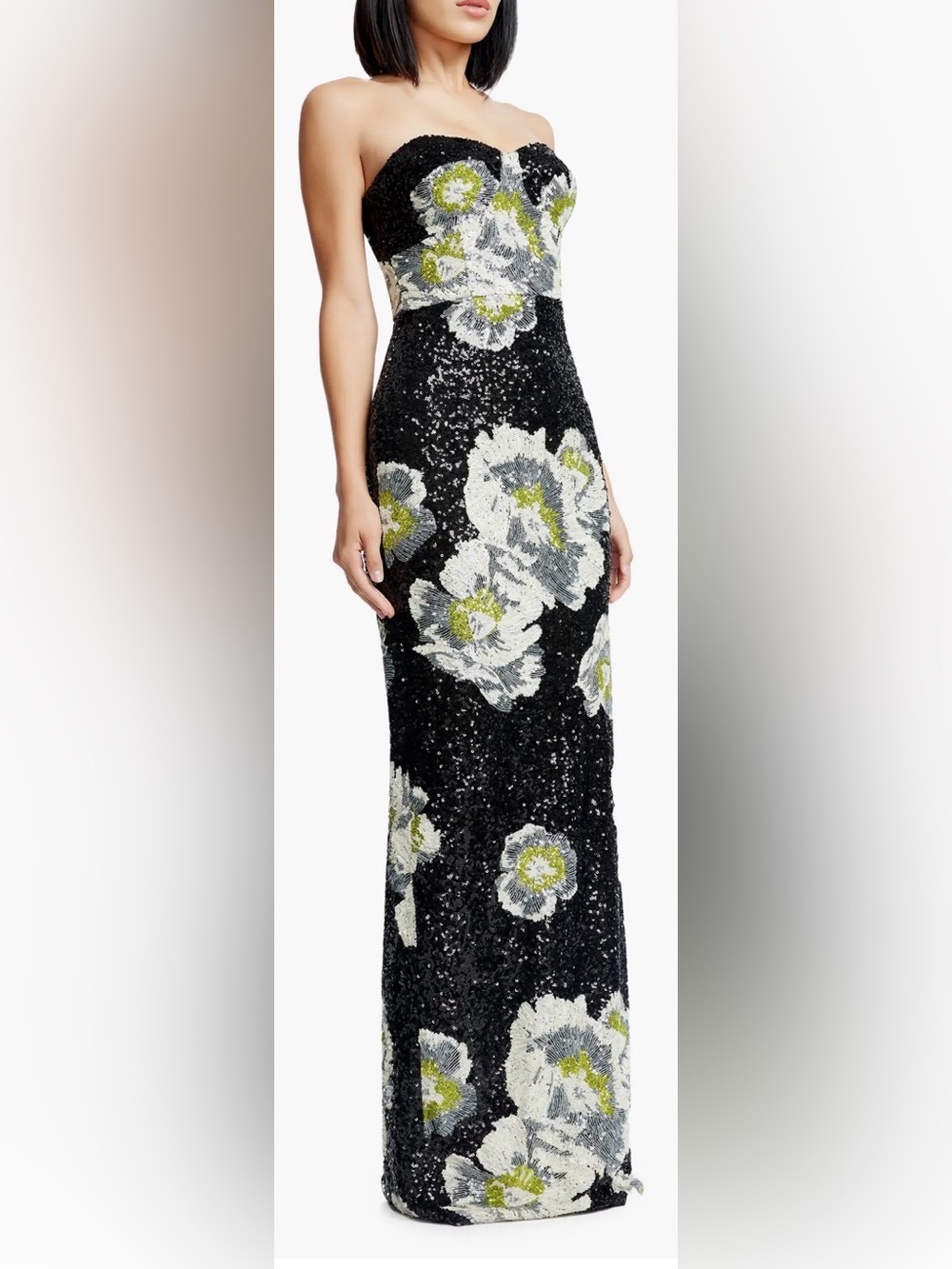 NEW Dress The Population Vada Floral Sequin Strapless Gown Sz S - Picture 3 of 9